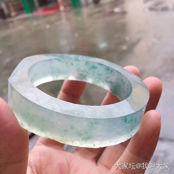 翡翠毛胚镯订制，高冰飘兰花，无纹裂，尺寸53-14-8.8，小六价_手镯翡翠