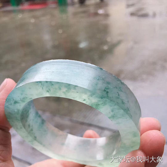 翡翠毛胚镯订制，高冰飘兰花，无纹裂，尺寸53-14-8.8，小六价_手镯翡翠