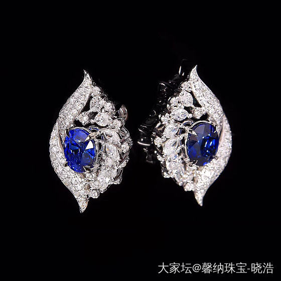 精品耳钉_蓝宝石