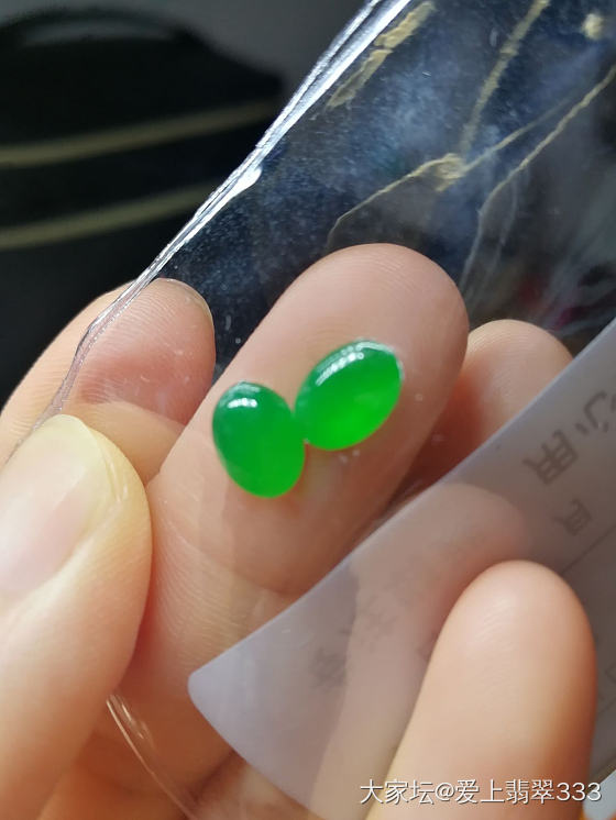 刚到手的耳钉_蛋面翡翠