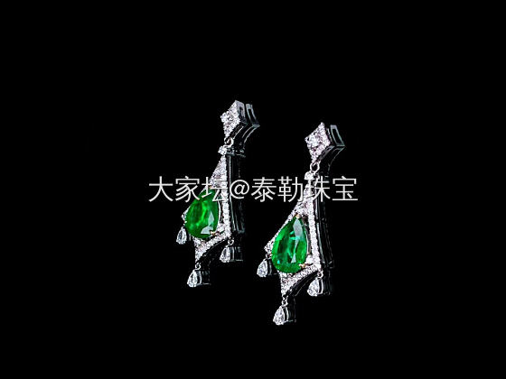 #泰勒彩宝#3.74ct水滴祖母绿耳坠新品_耳饰祖母绿