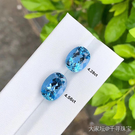 颜色最top的两粒圣玛利亚海蓝宝小椭圆_海蓝宝彩色宝石千寻珠宝