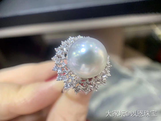 13mm完美无瑕冷光澳白钻戒。d0.45ct_珍珠