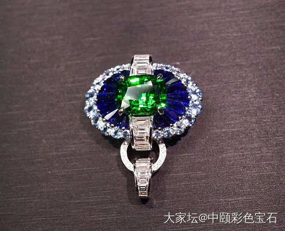 ##中颐VIP定制欣赏##  天然沙弗莱胸针吊坠两用款_吊坠沙弗莱彩色宝石
