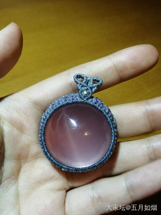 第一次包这么厚的戒面_编绳粉晶