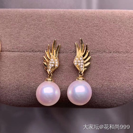 18k金 极粉光akoya8-8.5mm  无暇  耳坠 之前做的成品了_珍珠