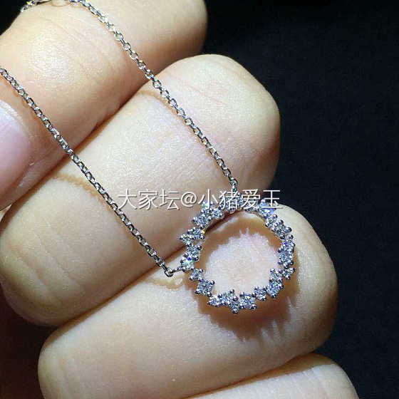 18k白金蓝色大海群镶钻石锁骨链_颈饰钻石