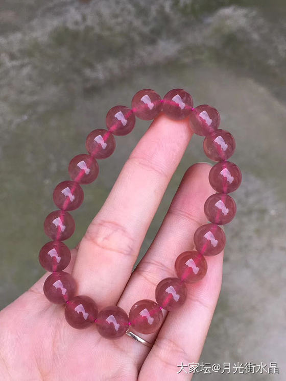老料西瓜红果冻体马粉手链_水晶