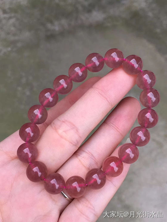老料西瓜红果冻体马粉手链_水晶