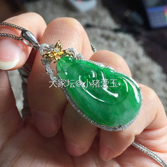 阳绿如意挂件_挂件翡翠