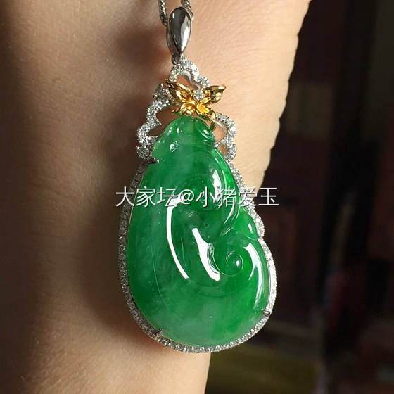 阳绿如意挂件_挂件翡翠