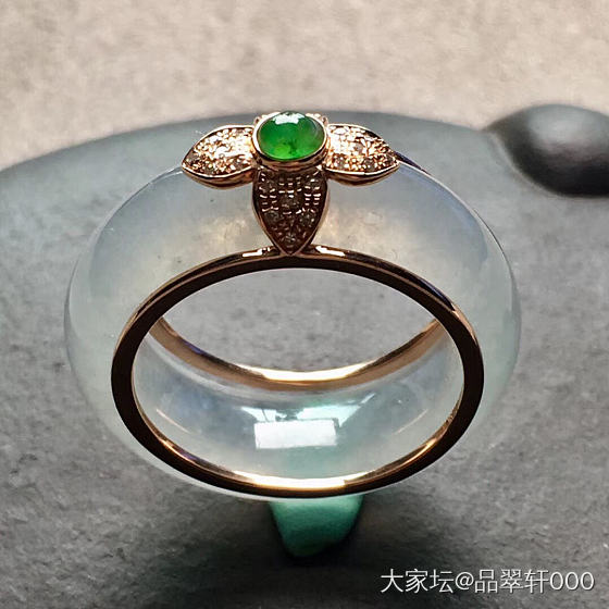 2019-9-1 高冰‎纯净‎起胶‎厚庄玉‌指环‌_翡翠