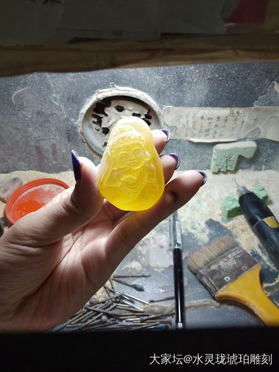 打瞌睡的宝宝佛，哈哈……_琥珀蜜蜡