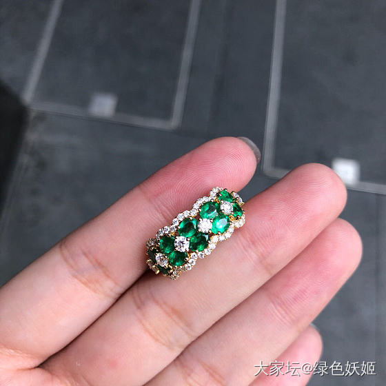 赞比亚黄18K金祖母绿戒指；主石1.548ct_名贵宝石