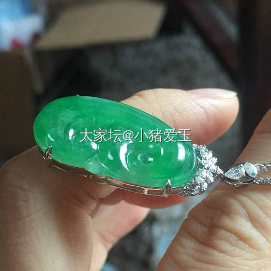 满色阳绿如意_挂件翡翠