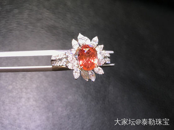 #泰勒彩宝#2ct无烧帕帕拉恰💍_戒指蓝宝石