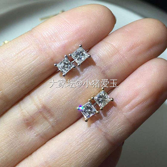 18K公主方钻石耳钉_耳饰钻石