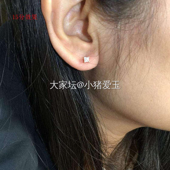 18K公主方钻石耳钉_耳饰钻石