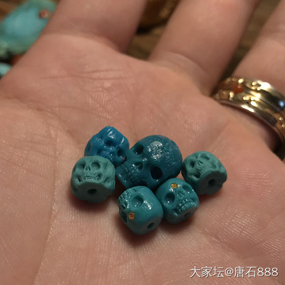 南红绿松石骷髅恶灵题材雕件 配饰_玉石