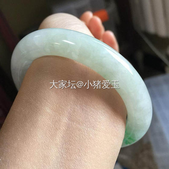 阳绿胖圆条手镯_手镯翡翠