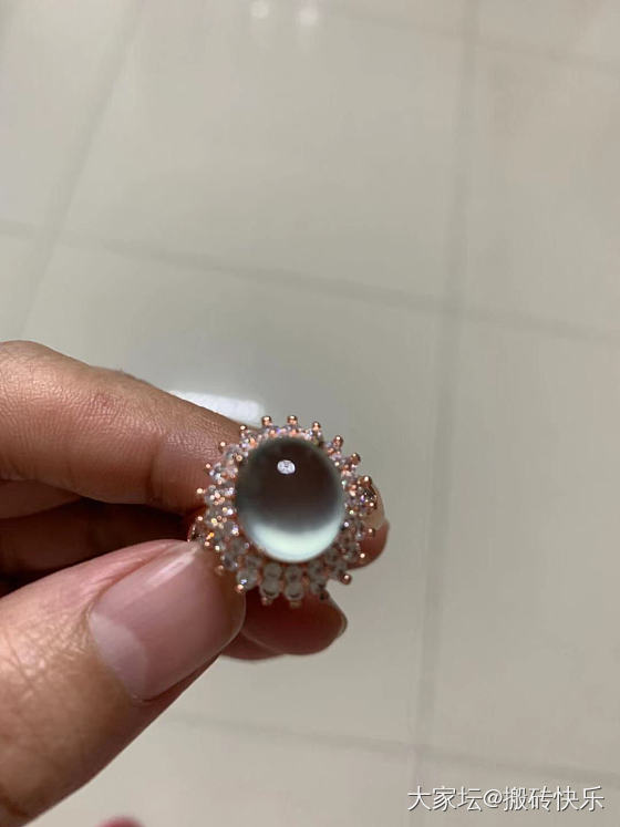 收的蓝钢（翡翠蛋面）到手，果然很冷艳 。_蛋面翡翠