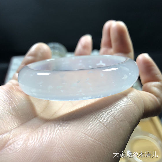 巴西绿冰飘玉髓雪花手镯_玉髓玛瑙