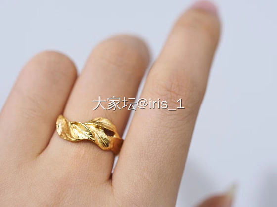 日本纯手工金的树叶戒指18k_首饰