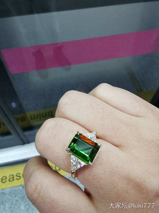 好看到尖叫的碧玺加莫桑_戒指碧玺