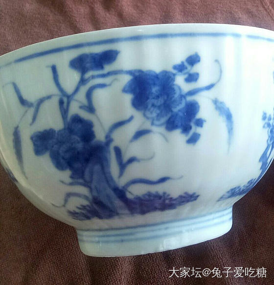 清   康熙洞石花卉人文瓜棱碗_瓷器银