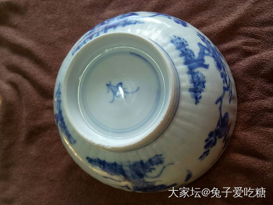 清   康熙洞石花卉人文瓜棱碗_瓷器银