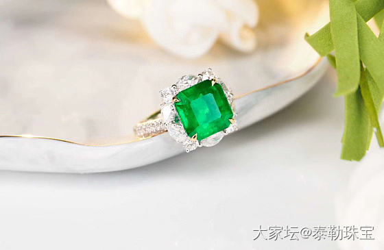 #泰勒彩宝#4.32ct哥伦比亚祖母绿戒指_戒指祖母绿