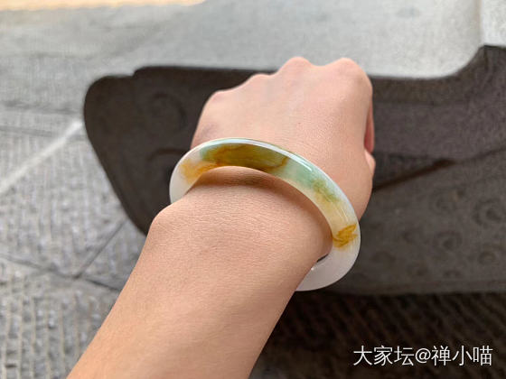 秋意已浓的黄翡镯_翡翠