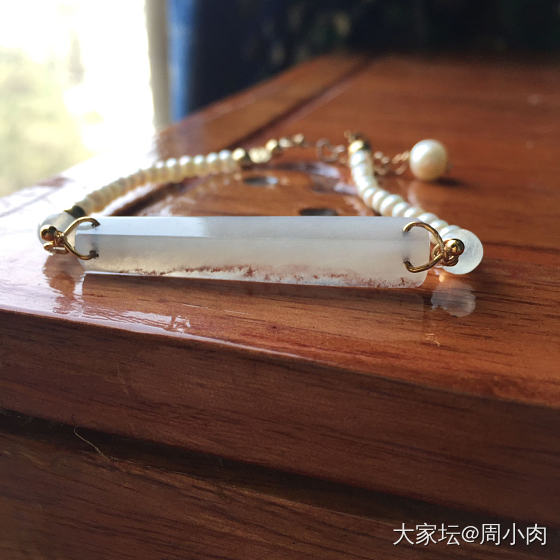 手工DIY的玫瑰金沙翡翠手牌_首饰