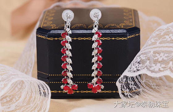 #泰勒彩宝#6.7ct红宝石耳坠_红宝石
