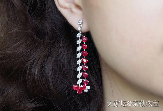 #泰勒彩宝#6.7ct红宝石耳坠_红宝石