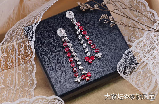 #泰勒彩宝#6.7ct红宝石耳坠_红宝石
