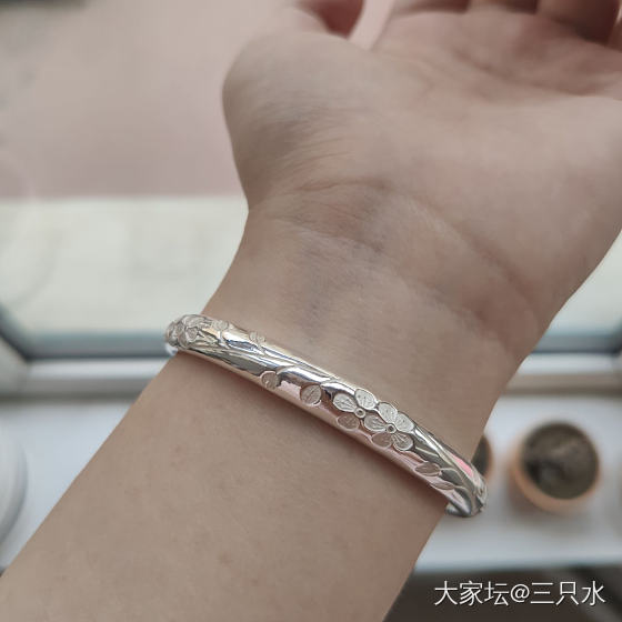 第二个镯子，饶记樱桃凌霄花~~~_手镯银