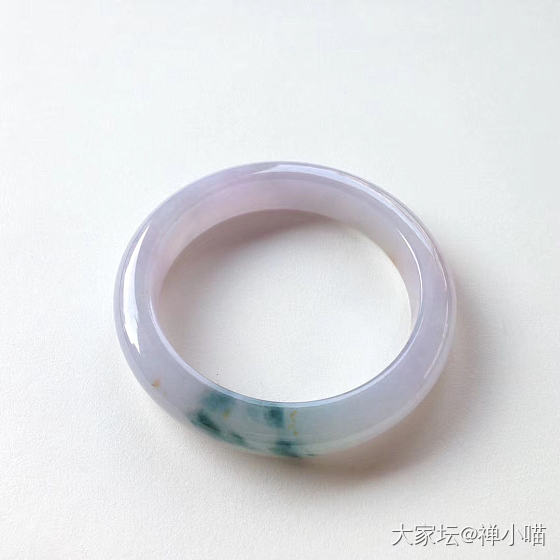 紫底蓝花镯_翡翠