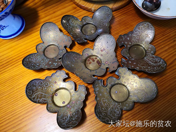 蝴蝶型黄铜杯垫，民国_工艺品