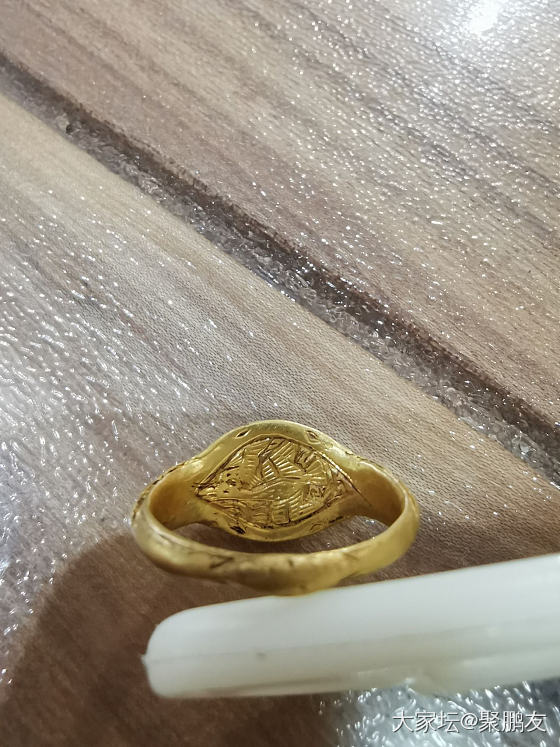今日收获 绿松金戒指  发出大家共赏 这个年代久远 大家说说看 是什么时期的_首饰