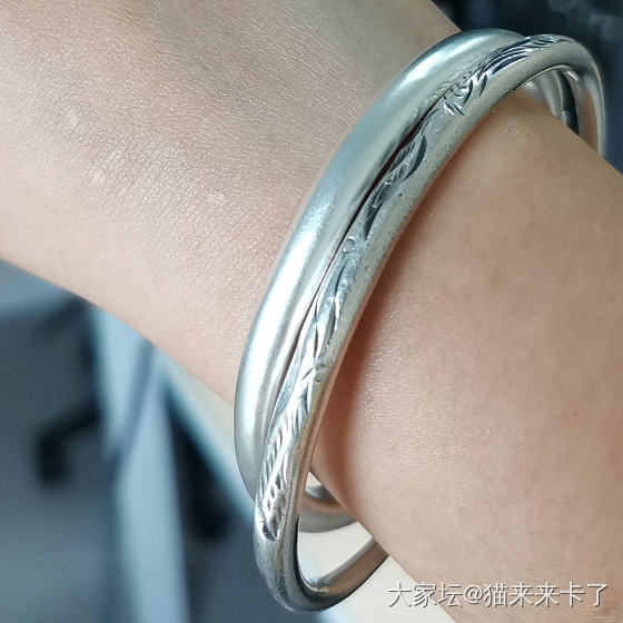 摘了两年半的母女银镯换上窄囍福_手镯银