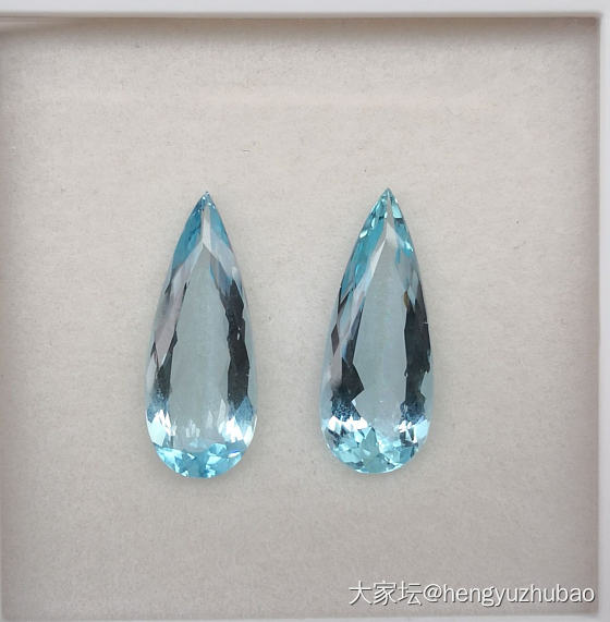 海蓝宝石水滴形配对 8x20.5mm 石重8.2克拉_彩色宝石