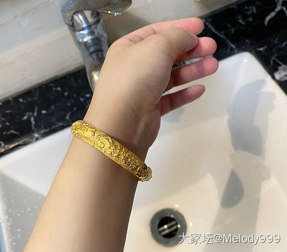 第一只金版松鹤镯子_打金金