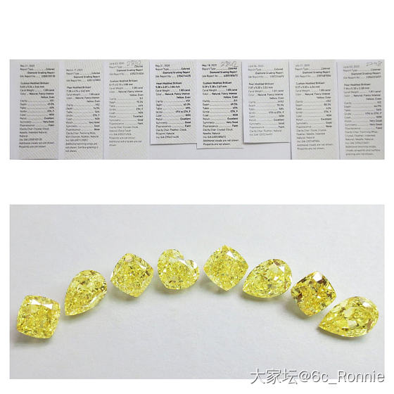 Gia 8颗浓彩黄钻 1克拉起_钻石