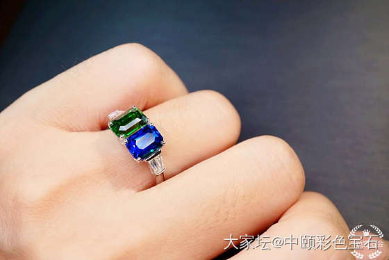 ##中颐天然皇家蓝蓝宝石和沙弗莱戒指##  2.52ct/2.07ct_沙弗莱蓝宝石彩色宝石名贵宝石