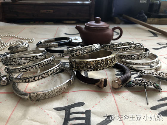 凤穿牡丹_手镯银