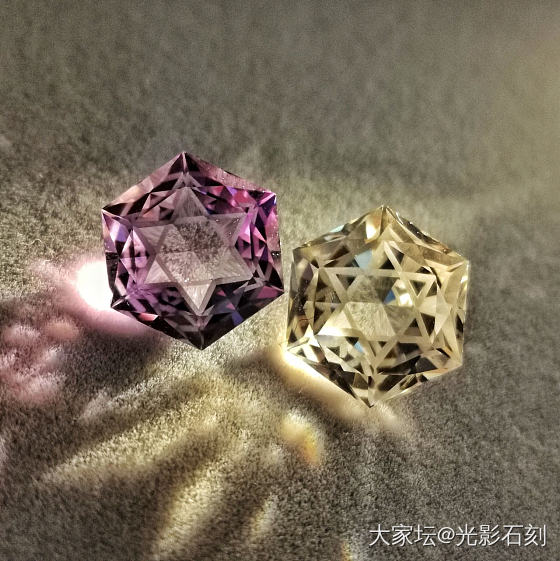 闲来无事切两个玩意儿，紫水晶和方柱石大卫之星_彩色宝石