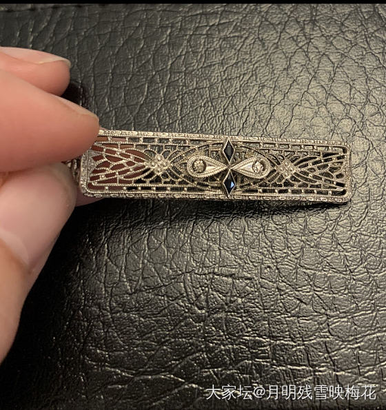 Victorian 1800s Diamond & Sapphire pin._胸饰古董首饰蓝宝石钻石