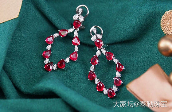 【泰勒彩宝】5.5ct红宝石耳坠_耳饰红宝石