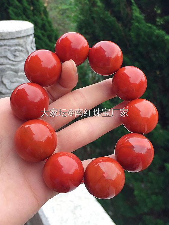 凉山南红瓦西料，超大颗粒巨无霸单圈手链_名贵宝石